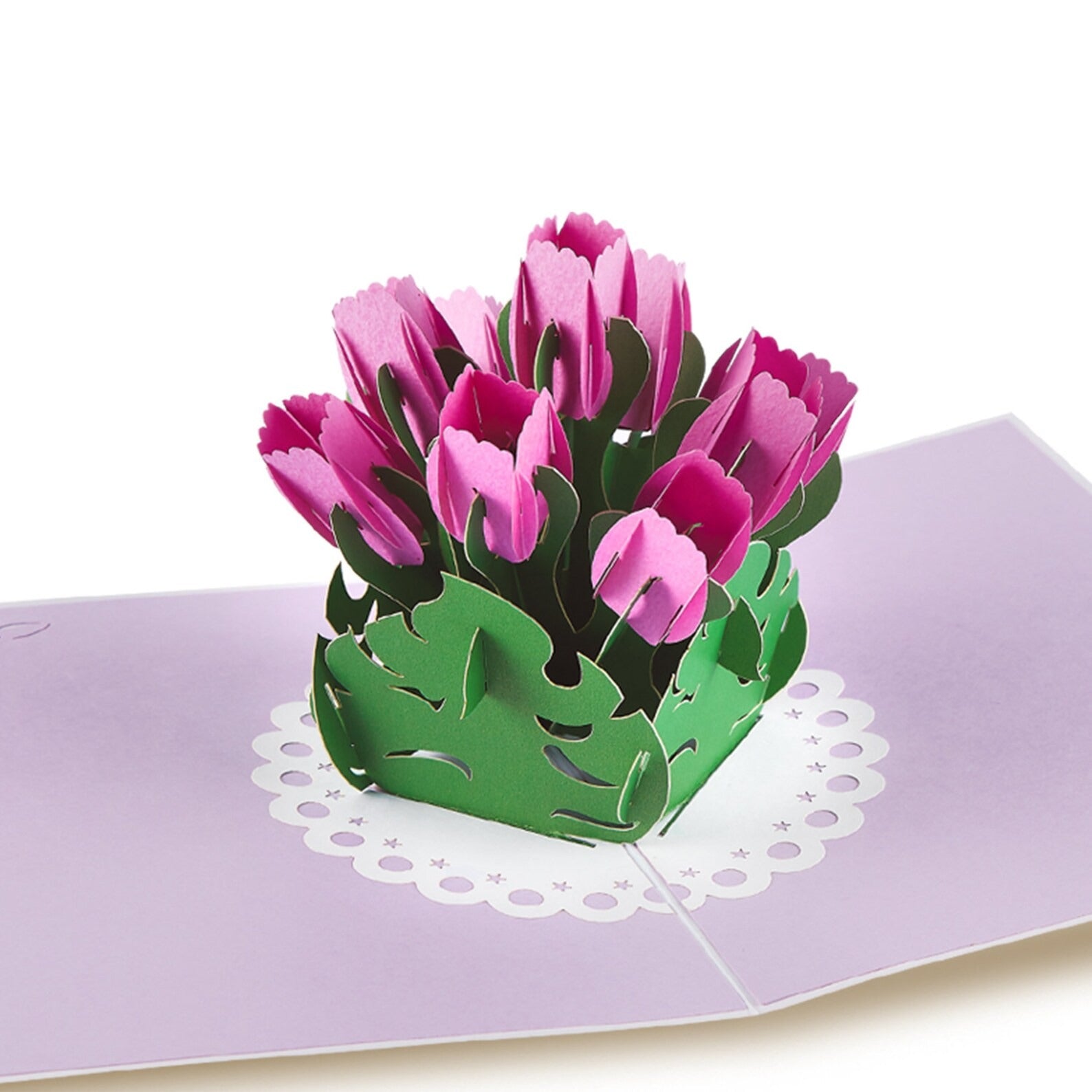 Purple Tulips Flowers Popup Cards - 5x7 Pop Up Birthday Card, Greetings Card | Happy Birthday Card for Sisters – Gift for Women iOyounow - Ioyounow