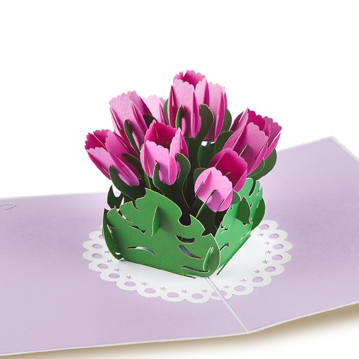 Purple Tulips Flowers Popup Cards - 5x7 Pop Up Birthday Card, Greetings Card | Happy Birthday Card for Sisters – Gift for Women iOyounow - Ioyounow