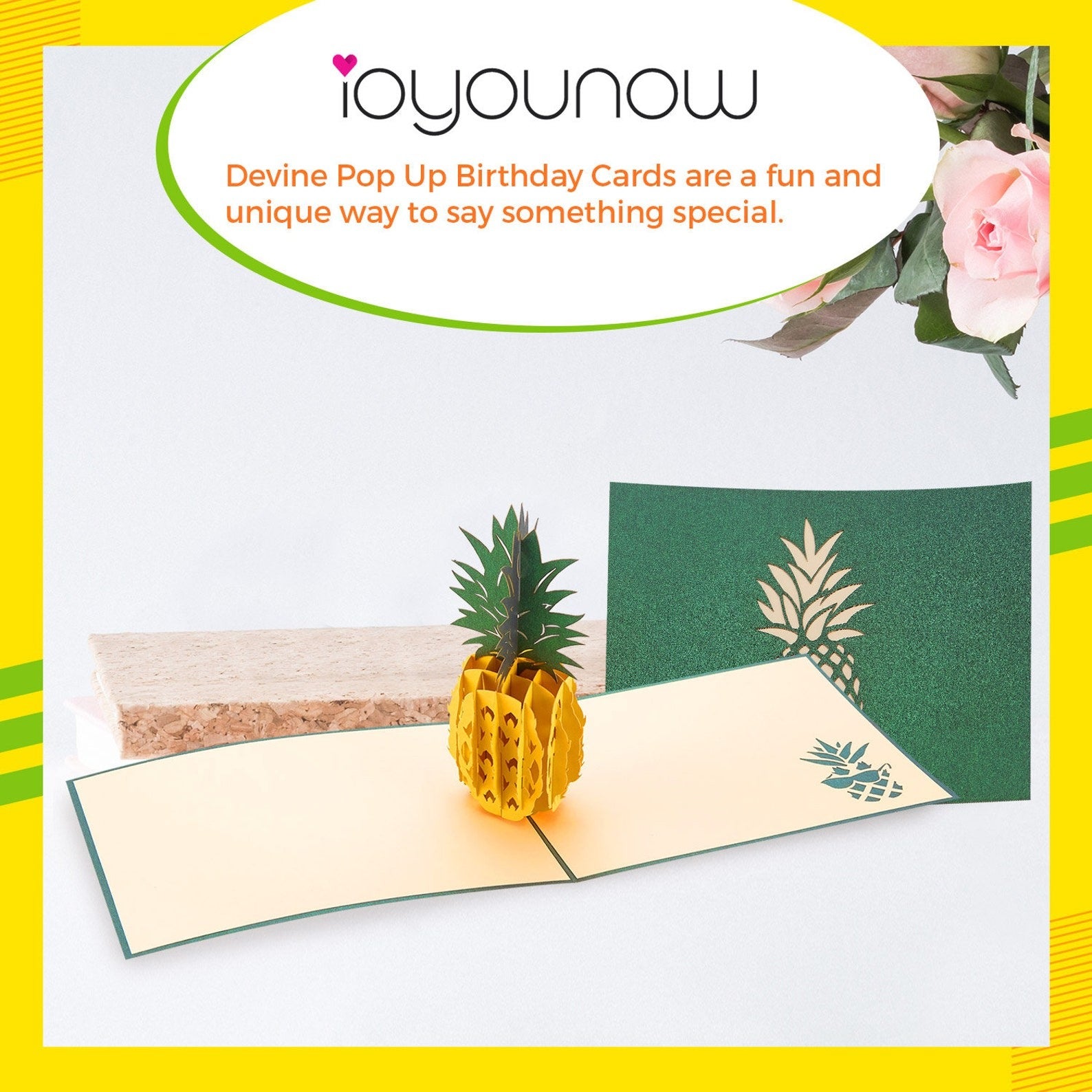 Pineapple 3D Pop Up Card for All Occasions | Popup Pineapple - Birthday Card for Mom - Cheer Up Gift for Women iOyounow - Ioyounow