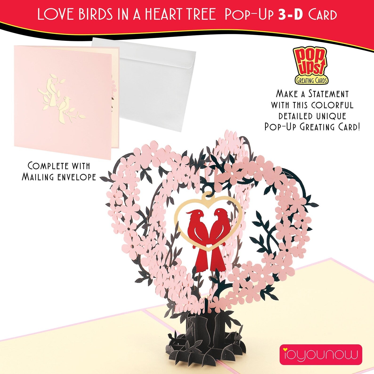 Love Birds Pop Up Card- 5x7 Pop Up Birthday Card for couple, Valentines Greetings Card | Birthday Card for Boyfriend, Girlfriend, Spouse - Ioyounow