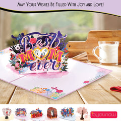 Best Mom Paper Pop Up Card - 5x7 Pop Up Best Ever Greetings Card for Moms, Mothers Day Greeting Card | Birthday Card for Mothers iOyounow - Ioyounow