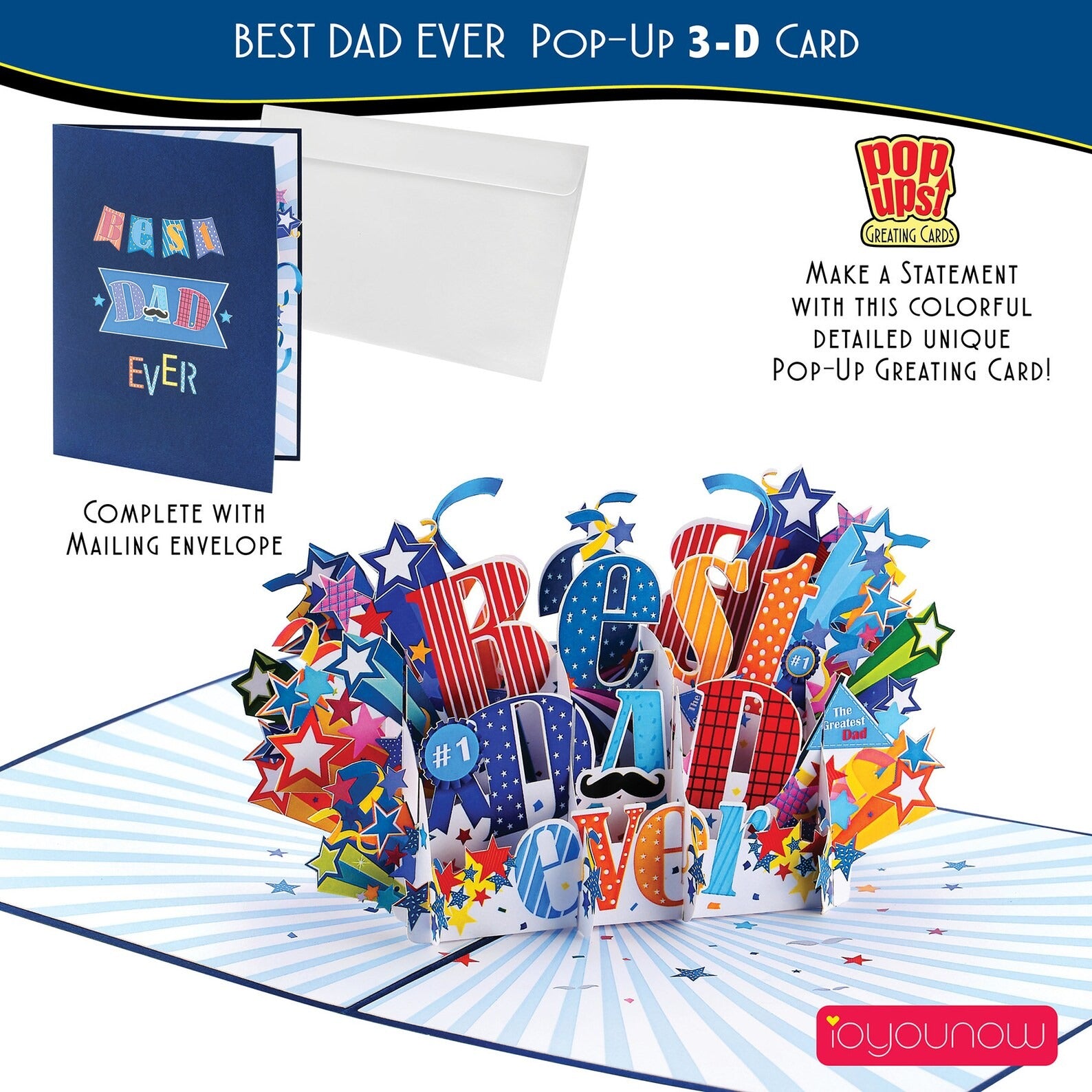 Paper Pop Up Card for Super Dad- 5x7 Pop Up Greetings Card for Best Dads, Fathers Day Greetings Card | Birthday Card for Fathers iOyounow - Ioyounow