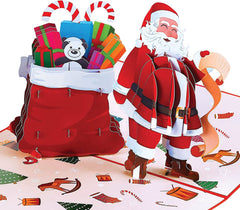 Christmas Pop Up Cards – Santa with Christmas Toy Bag Pop Up Card - Perfect for Kids & Adults - Christmas Card iOyounow - Ioyounow