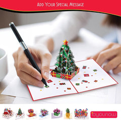 Christmas Pop Up Cards 5"x7" - Beautiful Christmas Tree Design Perfect for Kids & Adults - Christmas Card for the Happy Occasion iOyounow - Ioyounow