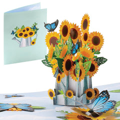 Watering Can Sunflower Bouquet Pop Up Card - 5x7 Pop Up Birthday Card, Greetings Card | Happy Birthday Card for Sisters – Gift for Women - Ioyounow