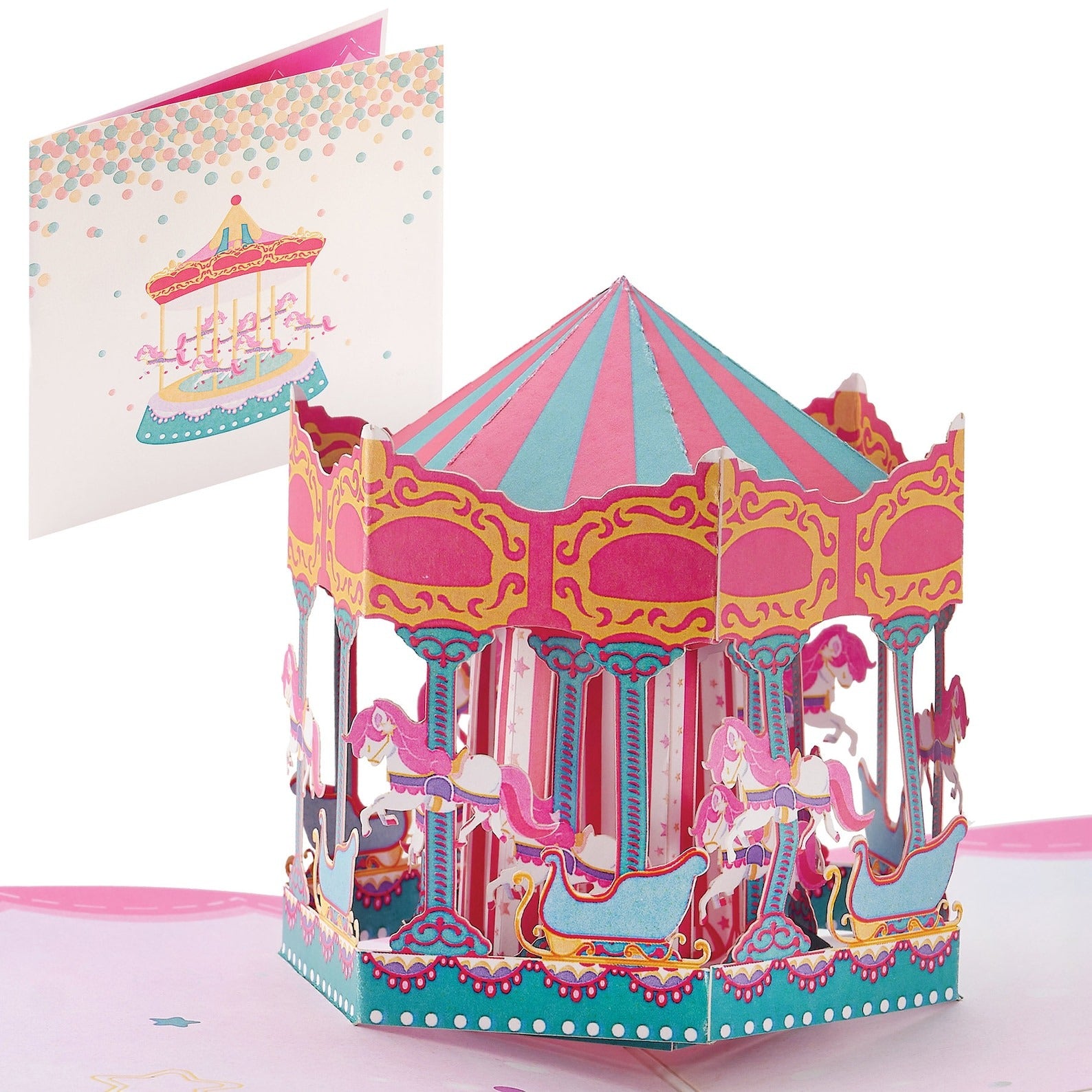 Birthday Carousel Pop Up Card - 6x6 Pop Up Birthday Card, Greetings Card | Happy Birthday Card for Sisters – Gift for Women iOyounow - Ioyounow