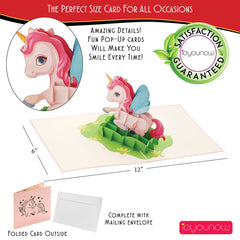 Red Pony Popup Cards - 6x6 Pop Up Birthday Card, Greetings Card | Happy Birthday Card for Sisters – Gift for Women iOyounow - Ioyounow