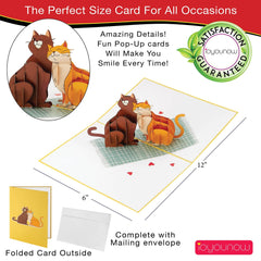 IOYOUNOW Cats Pop Up Card - 6x12 Inch Pet Love Greeting Card with Adorable 3D Design - Perfect for Cat Lovers Popup Birthdays Card - Ioyounow