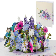 IOYOUNOW Mixed Flowers and Hummingbird Pop Up Card - 12x6 Inch Greeting Card with Adorable 3D Design - Perfect for Bird Lover Birthday Cards - Ioyounow