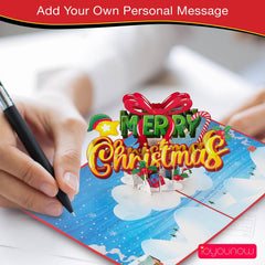 IOYOUNOW Merry Christmas Popup Cards - Beautiful Merry Christmas Design Perfect for Kids & Adults - Christmas Card for the Happy Occasions - Ioyounow