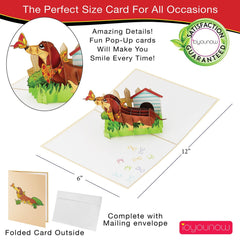 IOYOUNOW Dachshund Pop Up Card - 12x6 Inch Pet Love Greeting Card with Adorable 3D Design - Perfect for Dog Lovers Popup Birthdays Card - Ioyounow